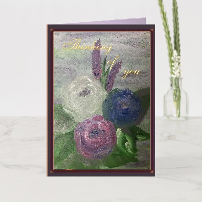 Peonies & Hollyhocks  Foil Greeting Card  (Flower)