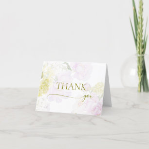 Peonies Hydrangea Pastel Baby Shower Letterpress Thank You Card