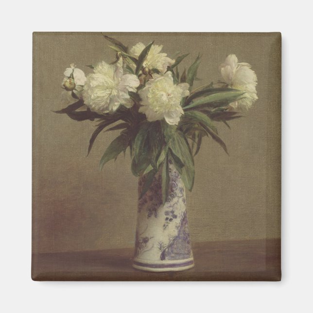 Peonies in a Blue and White Vase Magnet (Front)