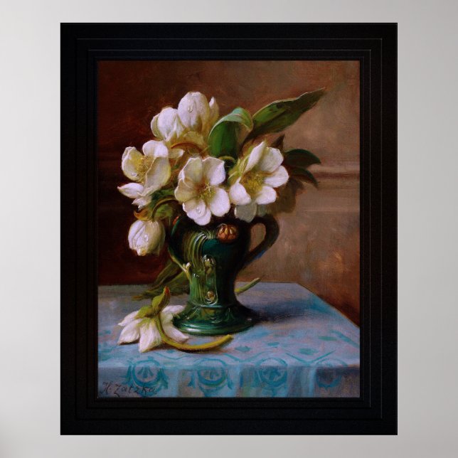 Peonies In A Vase by Hans Zatzka Poster (Front)