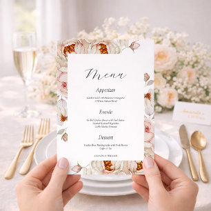Peonies in Bloom Wedding Menu Card