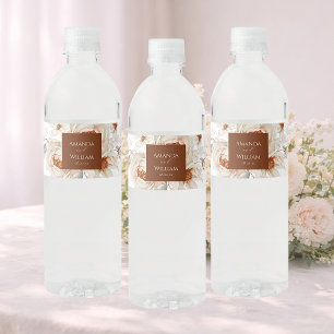 Peonies in Bloom Wedding Water Bottle Label