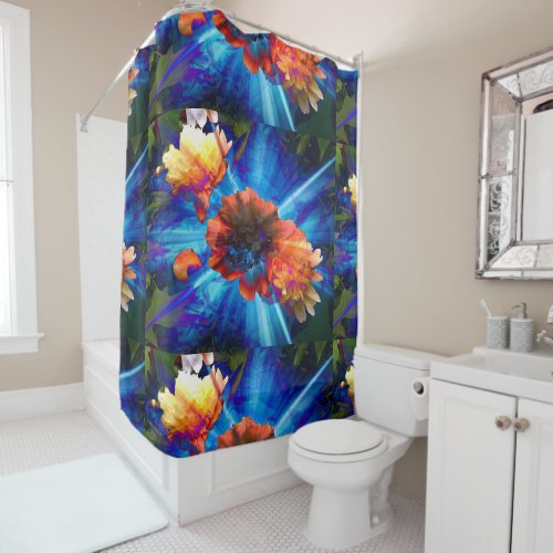 Peonies in Blue Light Shower Curtain