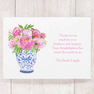 Peonies in Chinoiserie Vase – Sympathy Thank You Note Card