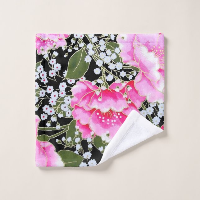 Peonies in Japanese Art Wash Cloth (Wash Cloth)