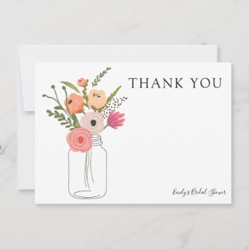 Peonies In Mason Jar Thank You Invitation by AdorePaperCo at Zazzle