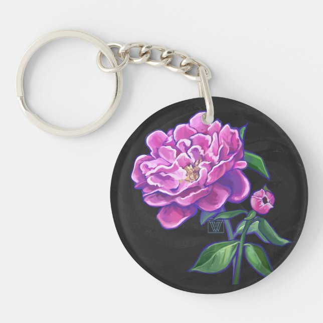 Peonies Keychain (Front)