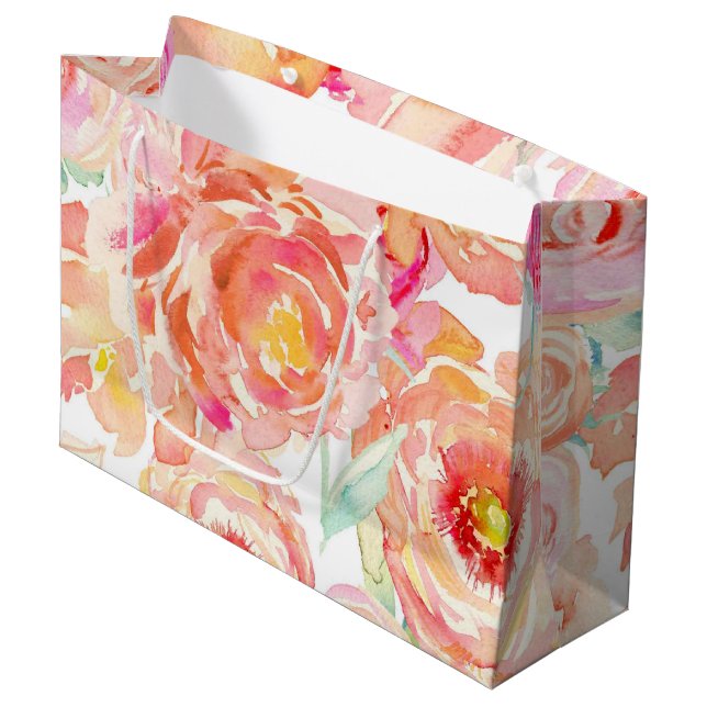 Peonies Large Gift Bag (Front Angled)