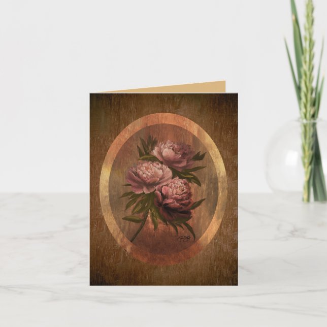 Peonies Letterpress Thank You Card (Front)