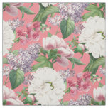 Peonies &amp; Lilacs Flower Garden Watercolor Pattern Fabric