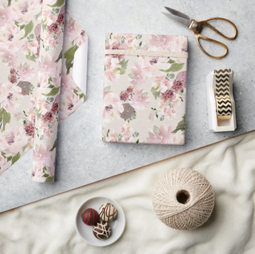 Peonies Mauve and Blush Contemporary Floral Wrapping Paper