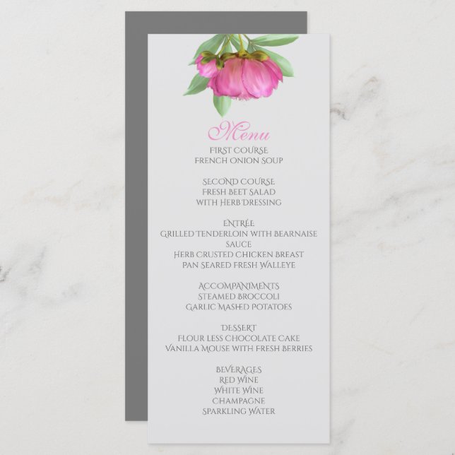 Peonies Menu Card (Front/Back)