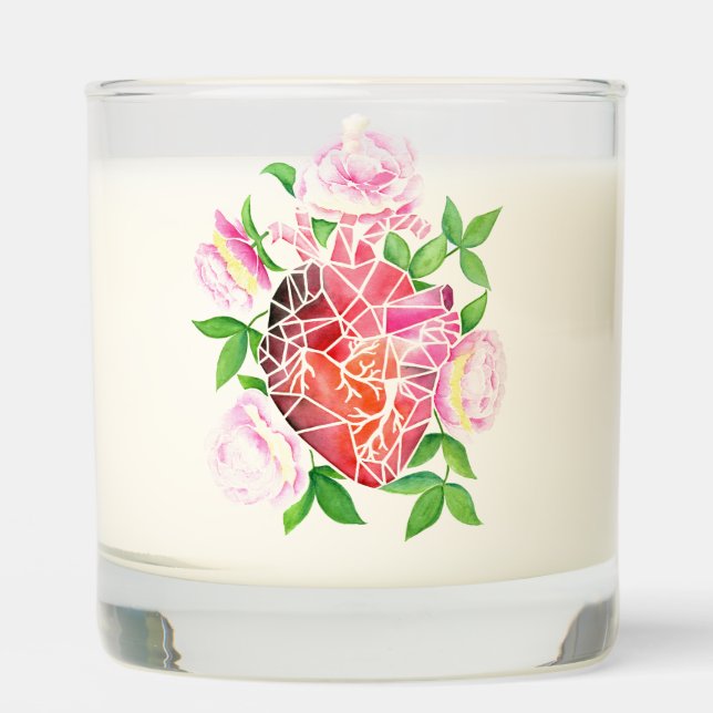 Peonies Mosaic Heart Mother's Day Poem Scented Candle (Front)