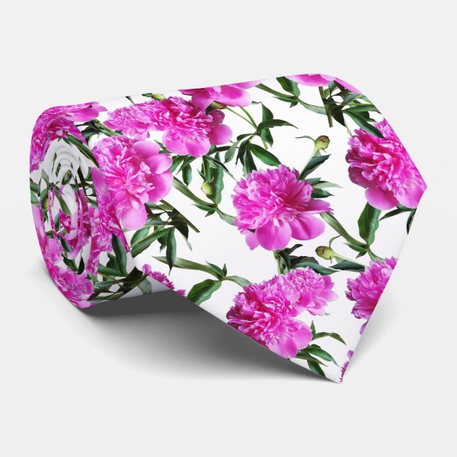 Peonies. Neck Tie (Rolled)