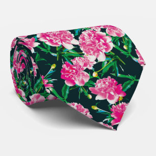 Peonies. Neck Tie
