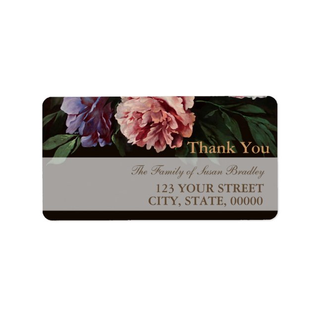 Peonies Painting 1 Family Thank You personalized L Label (Front)