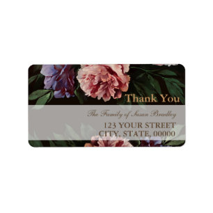 Peonies Painting 2 Family Thank You Address Label
