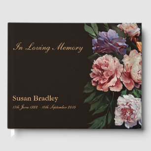 Peonies Painting Memorial Funeral Guest Book 1