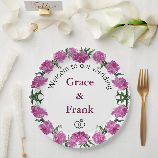 Peonies. Paper Plates (Wedding)