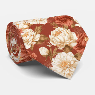 Peonies Pattern Best Man Unique Wedding Neck Tie