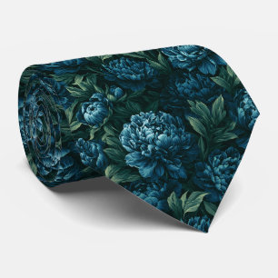 Peonies Pattern Boyfriend Business Suit Neck Tie
