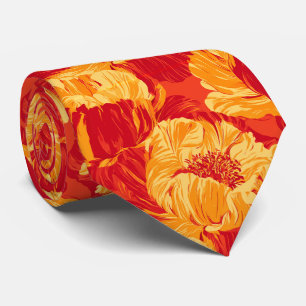Peonies Pattern Bride Father Reception Wedding Neck Tie