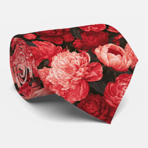 Peonies Pattern Brother Countryside Wedding Neck Tie