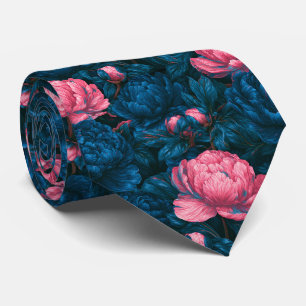 Peonies Pattern Husband Fall Wedding Neck Tie