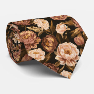 Peonies Pattern Menswear Garden Wedding Neck Tie