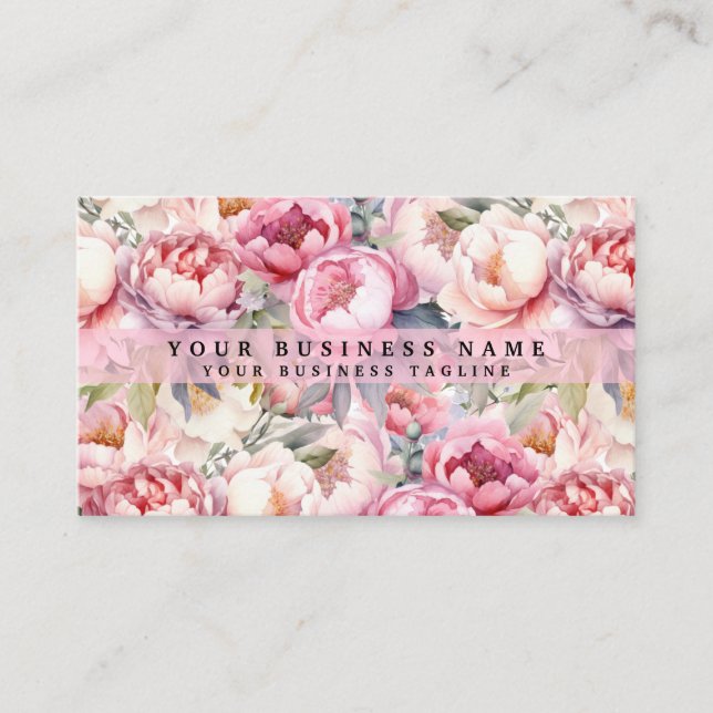 Peonies Peony Flowers Business Cards (Front)