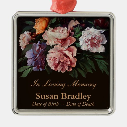 Peonies Personalized Memorial Funeral Ornament