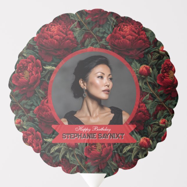 Peonies Petal Birthday  Balloon (Front)