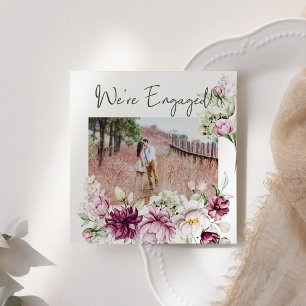 Peonies Pink Burgundy Floral Add Photo Engagement