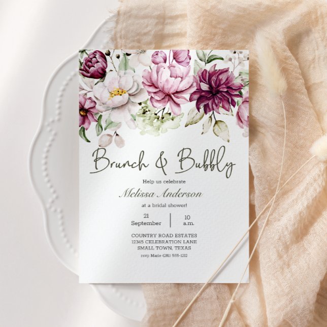 Peonies Pink Burgundy Floral Bridal Brunch (Creator Uploaded)