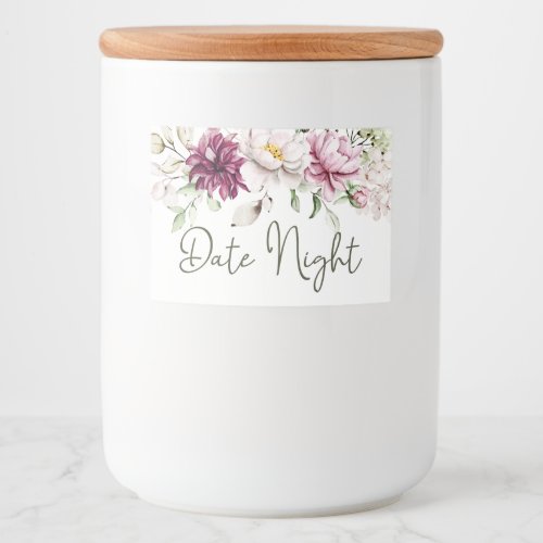 Peonies Pink Burgundy Floral Date Night Jar Food Label