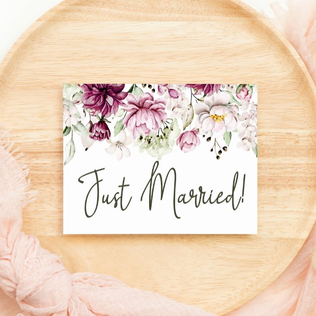 Peonies Pink Burgundy Floral Just Married (Creator Uploaded)