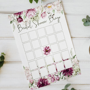 Peonies Pink Elegant Floral Bridal Bingo