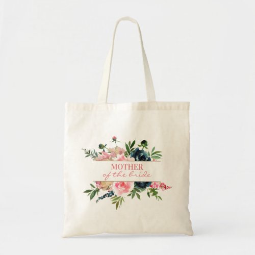 Peonies Pink Navy Floral Mother of the Bride Gift Tote Bag