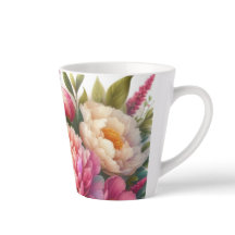 Peonies Pink Peony Floral Latte Mug