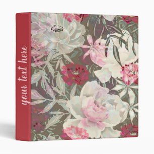 Peonies pink rose flowers flower garden bouquet 3 ring binder