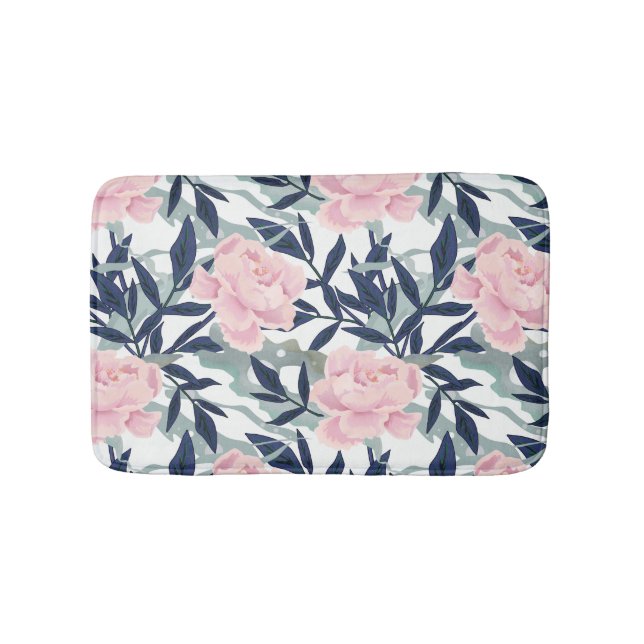 Peonies pink rose flowers flower garden bouquet  bath mat (Front)