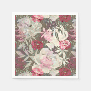 Peonies pink rose flowers flower garden bouquet napkins