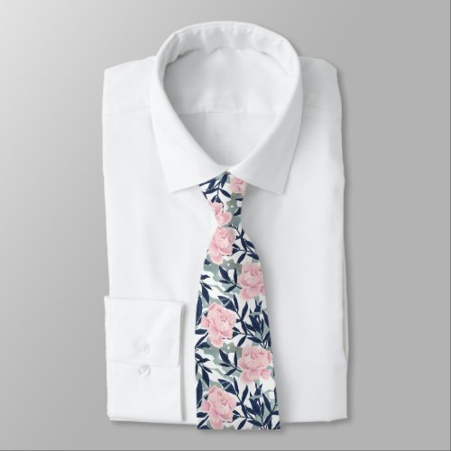 Peonies pink rose flowers flower garden bouquet  neck tie