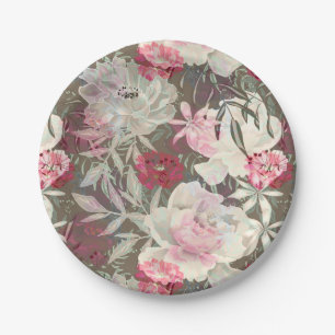 Peonies pink rose flowers flower garden bouquet paper plates