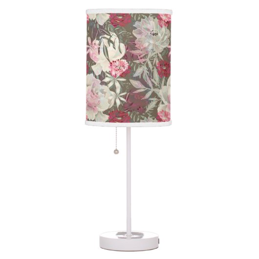 Peonies pink rose flowers flower garden bouquet  table lamp (Right)