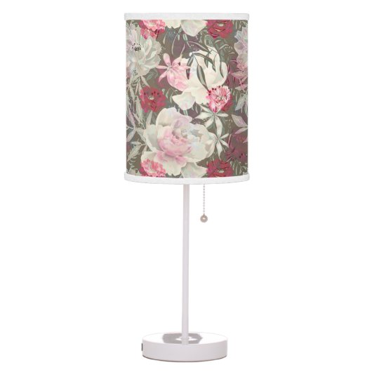 Peonies pink rose flowers flower garden bouquet  table lamp (Left)