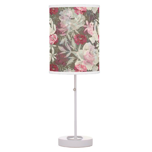 Peonies pink rose flowers flower garden bouquet table lamp (Front)