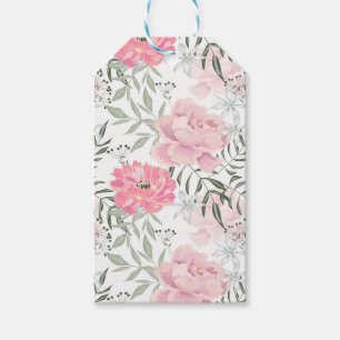 Peonies pink rose flowers gift tags