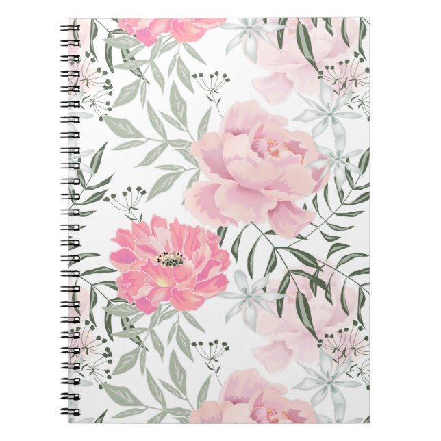 Peonies pink rose flowers notebook (Front)