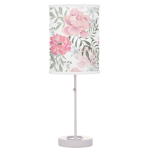 Peonies pink rose flowers  table lamp